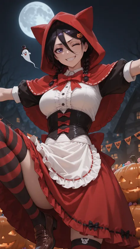 1girl, solo, beautiful girl, UHD, masterpiece, (anatomically correct), super detail, high details, high quality, best quality, HD, 8k
rukia kuchiki_\(bleach\), black hair, hair between eyes, purple eyes, short hair, short hair, low twin braids, hair strand...