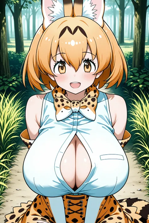 serval (kemono friends), huge breasts