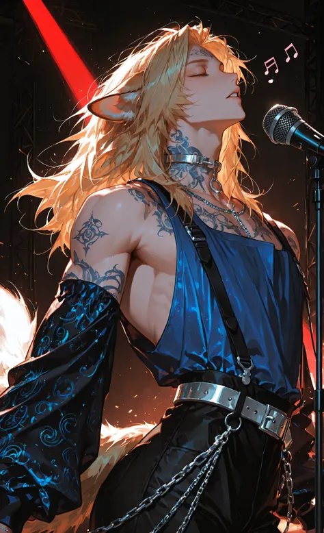 (kemonomimi_mode, animal_ears, no_human_ears, only_animal_ears,moody lighting, dramatic shadows, bloom lighting, colored shadows,masterpiece: 1.3, 8k: 1.3, Highest quality: 1.3, detail: 1.3, high resolution: 1.3, digital painting, super detail, 1male, A ma...