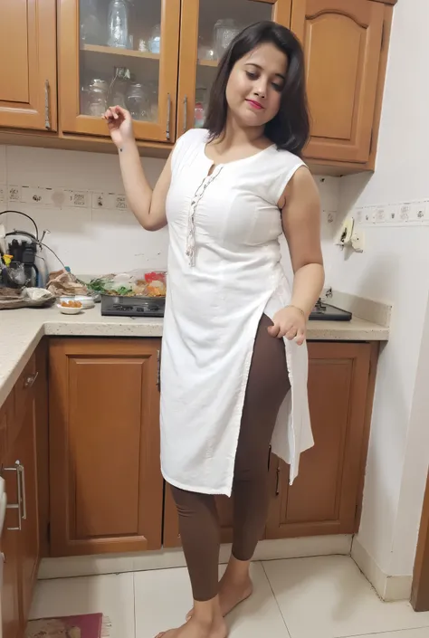 Sofia 23 year old  hot sexy  girl ,kurti leggings she is making food  on kitchen ,focus on breast and leggings,big breast size, average body,leggings She lifting up her kurta with her hand and shows off her leggings.. She is  leggings feetthe thigh expose ...