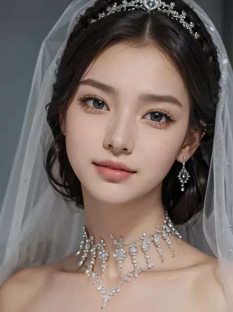 ((masterpiece、Highest Quality、very detailed、high resolution、photo realistic、 Clear Focus))、Original photo、Cinematic Lighting、natural texture、Rich color 、Portrait of a stunningly beautiful woman、cowboy shot from above、Focus from chest up 、brown eyes、Smile、v...