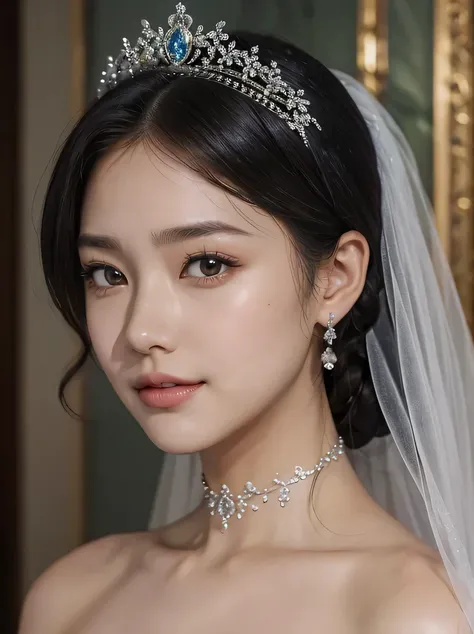 ((masterpiece、Highest Quality、very detailed、high resolution、photo realistic、 Clear Focus))、Original photo、Cinematic Lighting、natural texture、Rich color 、Portrait of a stunningly beautiful woman、cowboy shot from above、Focus from chest up 、brown eyes、Smile、v...