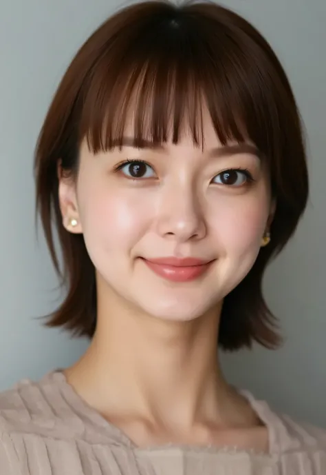 looking at viewer, beautiful skin, beautiful eyes, beautiful face, full make up, masterpiece, Super Details, Best lighting, Realistic and Realistic Pictures, high definition RAW color pictures, slightly smile, brown hair, highly detailed eyes, mikako_tabe,