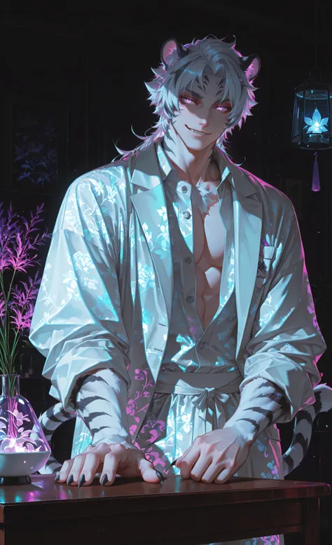 (neon aesthetic, neon colors, glowing, glow effect, vibrant colors, high contrast, fluorescent, luminescence, light effects, chromatic lighting, colorful lighting, bright outlines, neon lineart, dark background, digital art, kemonomimi_mode, animal_ears, n...