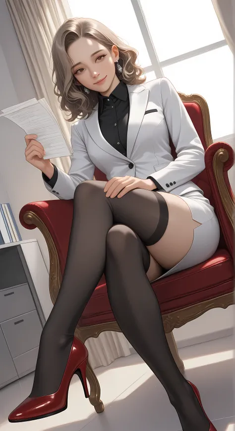 score_9, score_8_up, score_7_up, (masterpiece), masterpiece, Highest Quality, very aesthetic, absurd, face details, detailed eyes, realistic, masterpiece, Newest, absurd, 1 woman, mature body, medium bust size, light brown hair, medium hair, applied to wav...