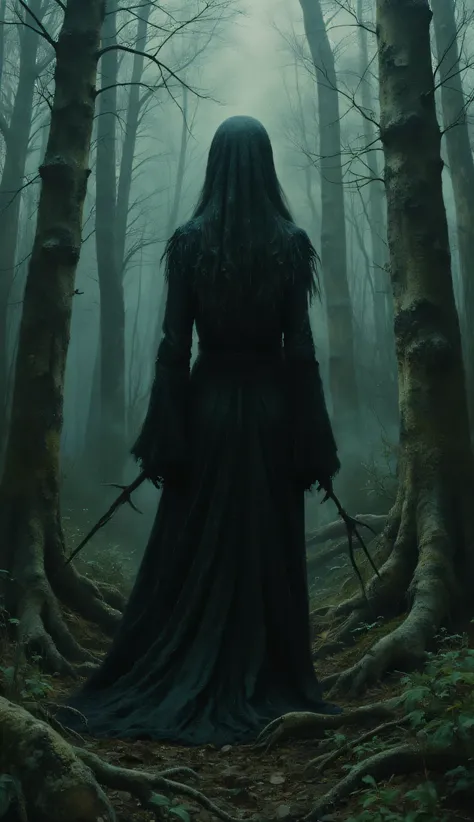 a witch in the middle of the forest