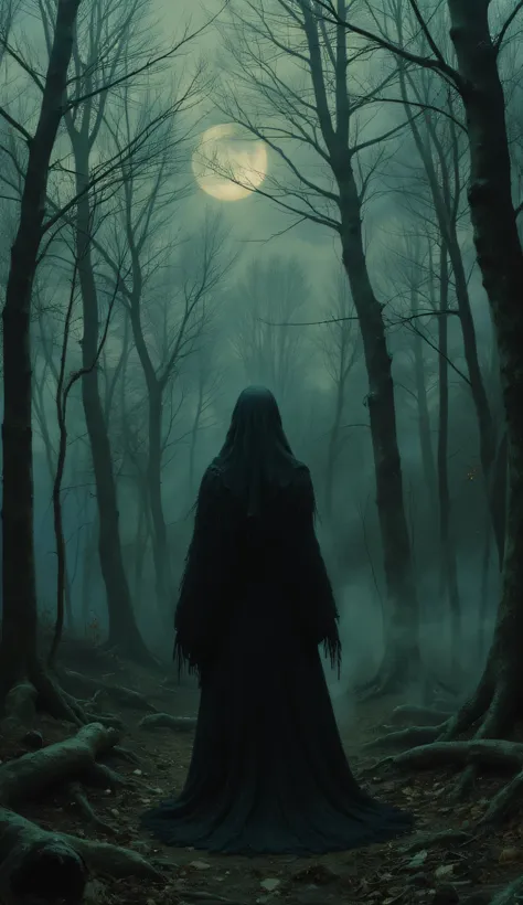 a witch in the middle of the forest