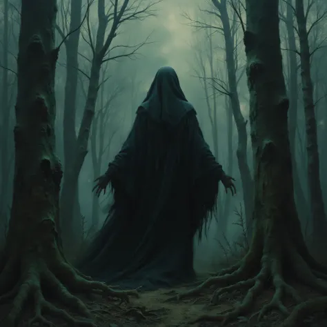 a witch in the middle of the forest