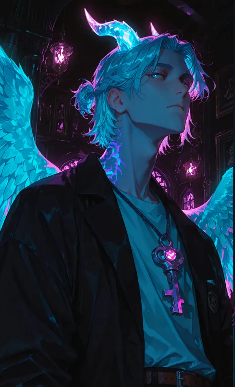 (neon aesthetic, neon colors, glowing, glow effect, vibrant colors, high contrast, fluorescent, luminescence, light effects, chromatic lighting, colorful lighting, bright outlines, neon lineart, dark background, digital art, dramatic shadows, bloom lightin...