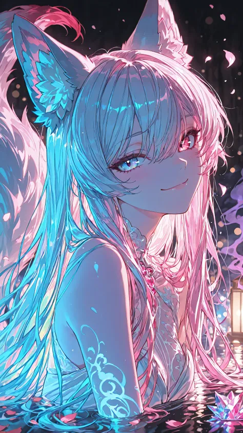 (neon aesthetic, neon colors, glowing, glow effect, vibrant colors, high contrast, fluorescent, luminescence, light effects, chromatic lighting, colorful lighting, bright outlines, neon lineart, dark background, digital art,crystal core, crystal aesthetic,...