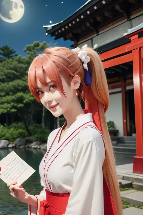 real，I'm at a hot spring ，looking at me and smiling，Woman with fox earrings，Handing a Love Letter to a Nine Tailed Fox，I have a tail ，can I draw a woman with ponytail hair，Smiling Yang  ， Can you draw a more subtle expression，facial expression is most impo...