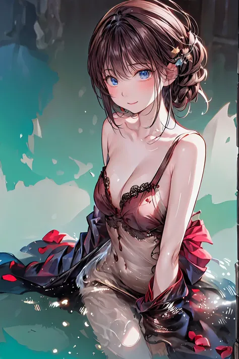 ((霧に包まれたHot Springsで、she reveals her true identity、魅惑的な眼差しでa person passing by々to be bewildered by))、(((((night)))))，霧深いHot Springs、Fascinating Phantom Fox、(((cuticles)))、(((Black Robe)))、Detailed Features and Expressions,Dance softly、((((Two little foxes)...