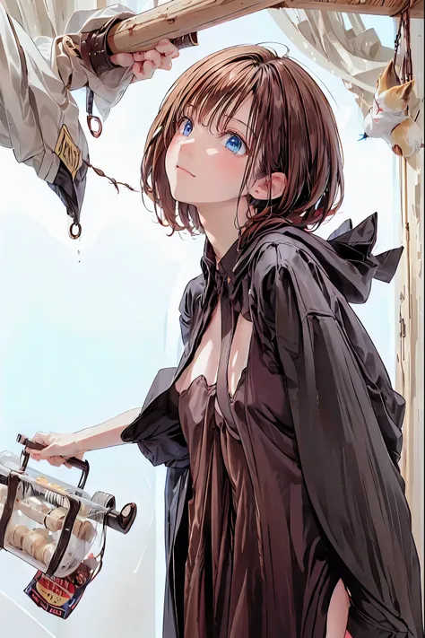 ((霧に包まれたHot Springsで、she reveals her true identity、魅惑的な眼差しでa person passing by々to be bewildered by))、(((((night)))))，霧深いHot Springs、Fascinating Phantom Fox、(((cuticles)))、(((Black Robe)))、Detailed Features and Expressions,Dance softly、((((Two little foxes)...