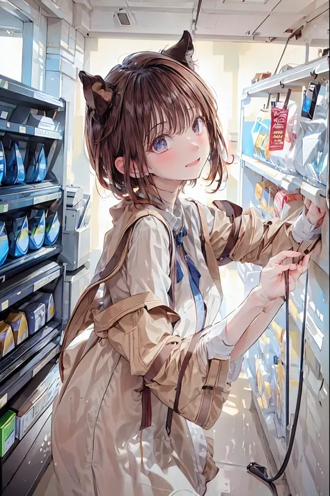 Convenience store in hell，girl clerk ，Customers with different shapes