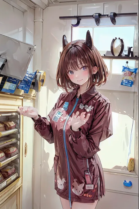 Convenience store in hell，girl clerk ，Customers with different shapes