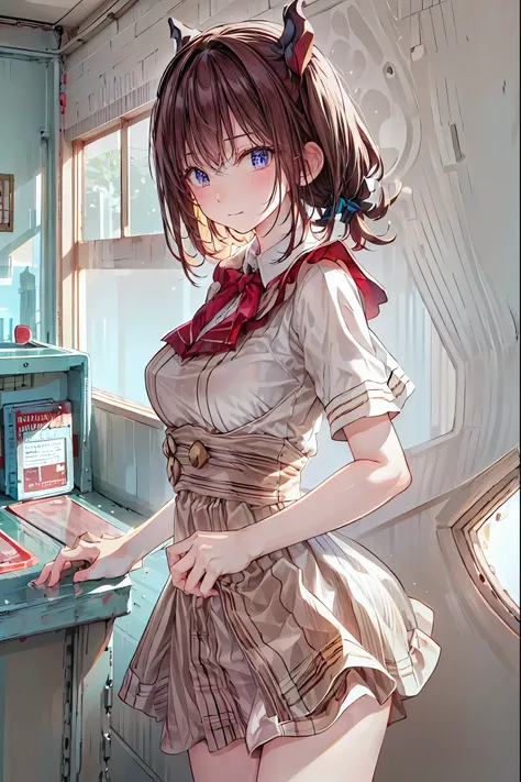 Convenience store in hell, Opening in the middle of the night, what lines up at the cash register are shadows that don't exist during the day, Satanic, clerk at a small liquor store has drunk, inhuman strange customer, hellish atmosphere, Vivid Color, Sad ...