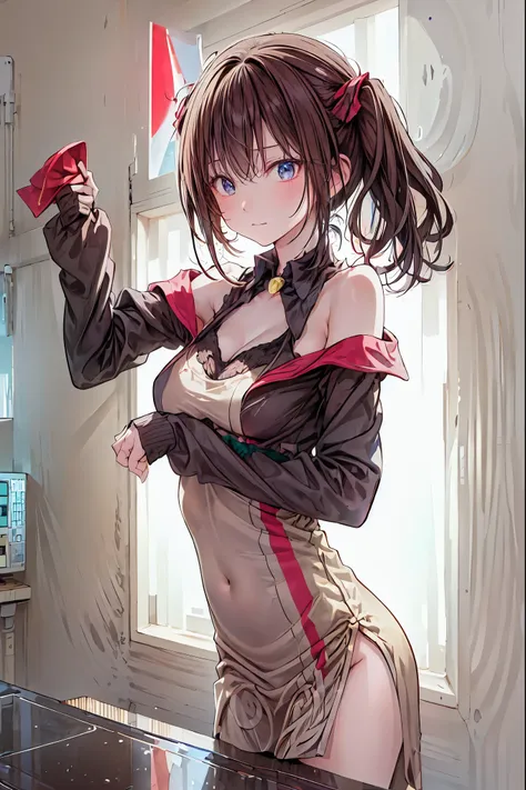 Convenience store in hell, Opening in the middle of the night, what lines up at the cash register are shadows that don't exist during the day, Satanic, clerk at a small liquor store has drunk, inhuman strange customer, hellish atmosphere, Vivid Color, Sad ...