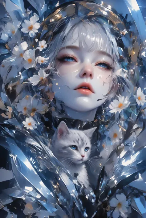 (EyesHD:1.2), masterpiece, Highest Quality, ultra detail, Very Aesthetic, clear focus, depth of field, Brilliant Colors, ray tracing, BEST LIGHTING, detailed view lying on top, detailed background, Cinematic, beautiful face,beautiful eyes,
1little cat,(((...