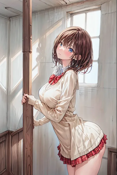  in a high school classroom，Female Teacher with Strict Abstinence,Female Teacher Standing in Front of a Pulpit，the student's back is an adult，Beautiful Legs Glancing at Students,selfish body,Cold look,Testing Students' Abstinence,Mysterious Atmosphere,4K H...