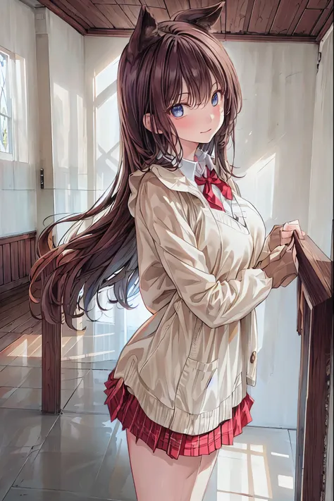  in a high school classroom，Female Teacher with Strict Abstinence,Female Teacher Standing in Front of a Pulpit，the student's back is an adult，Beautiful Legs Glancing at Students,selfish body,Cold look,Testing Students' Abstinence,Mysterious Atmosphere,4K H...