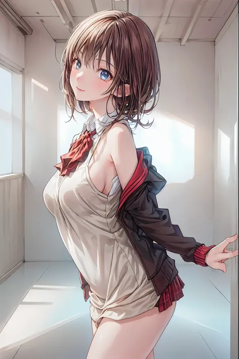  in a high school classroom，Female Teacher with Strict Abstinence,Female Teacher Standing in Front of a Pulpit，the student's back is an adult，(((Black jacket)))，Beautiful Legs Glancing at Students,(((black stockings)))，selfish body,Cold look,Testing Studen...