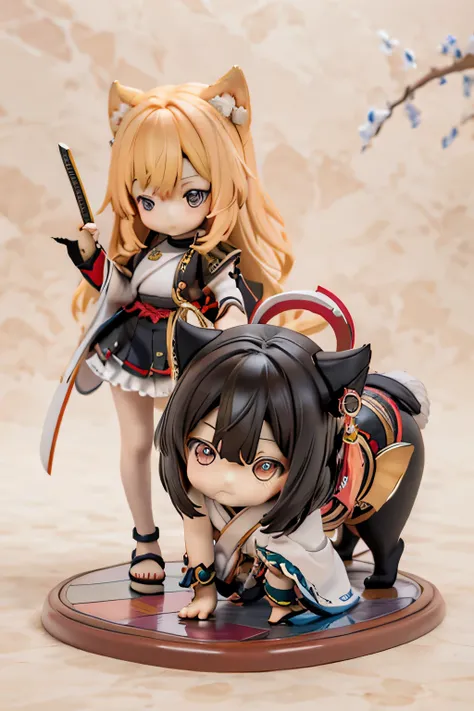 Shiba Inu girls 、     chibi        、      kendo　kendo着　has a bamboo sword