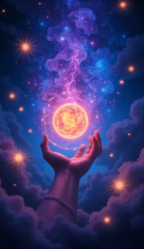 "An anime-style poster in a vertical (9:16), logo with a background detailed in vibrant shades of blue and purple, recalling a starry night with soft effects. No centro da imagem, em destaque, is the logo with the kanji and the text 'Santo Anime', artistic...