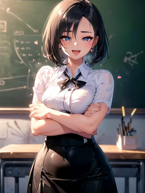 (Solo, solo human, horny office lady in heat who hasn't masturbated in two weeks, clutching her crotch and writhing in agony, hugging the attendance book, five hearts floating: 1.8) (kinky and horny female teacher, blue eyes, small breasts, Unreal Engine, ...