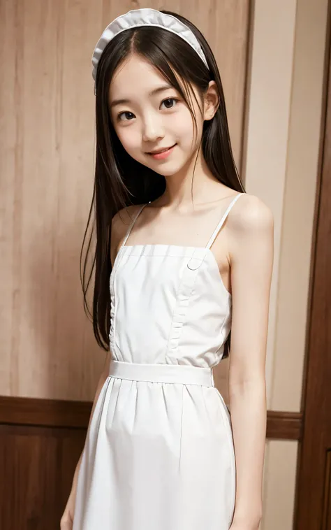 maids, cute pretty girl, (smile:0.5), slender body, Narrow Shoulder, white skin, (maidsドレス),(skinny:1.5),(younger:1.5)