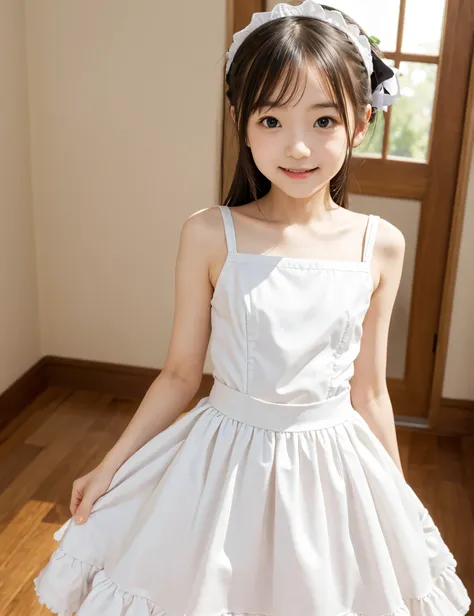 maids, cute pretty girl, (smile:0.5), slender body, Narrow Shoulder, white skin, (maidsドレス),(skinny:1.5),(younger:1.5)