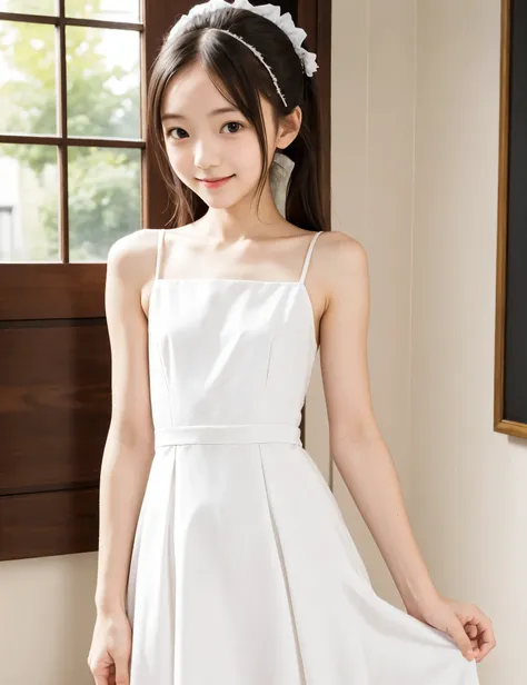 maids, cute pretty girl, (smile:0.5), slender body, Narrow Shoulder, white skin, (maidsドレス),(skinny:1.5),(younger:1.5)