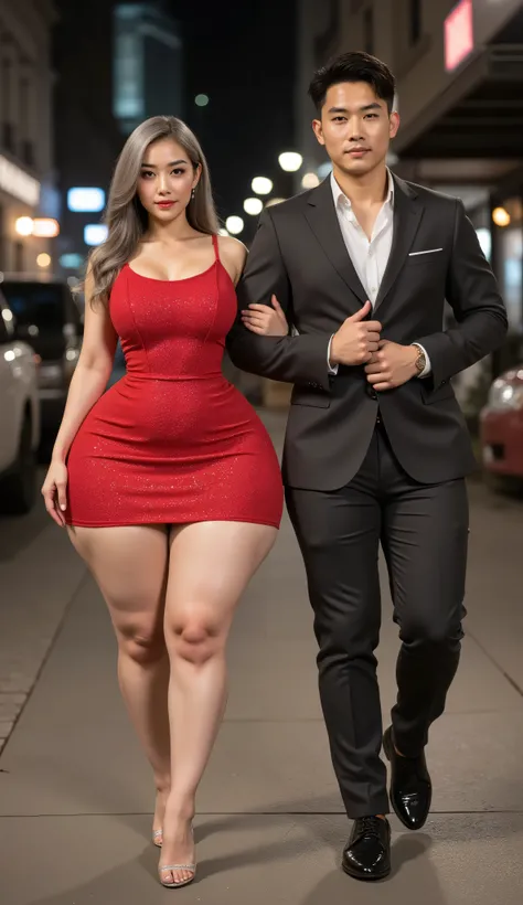 An Asian attractive mature woman with a provocative curvaceous body, is 60 years old and has a figure with prominent curves, a plump with perfect proportions curves, generous curves and plus-size, a body with an hourglass figure, her voluptuous wide hips h...