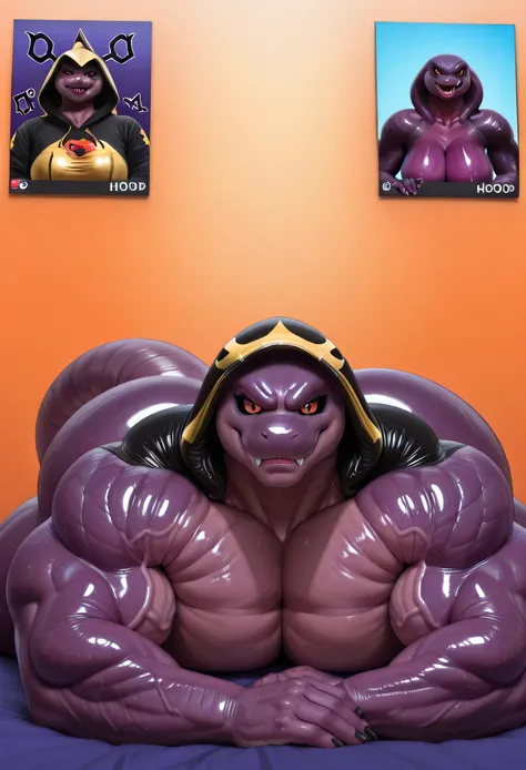 Masterpiece, (photorealistic style), 4k, absurdres, full body photo, perfectly correct anatomy, realistic, very Awa, detailed background, natural lighting. furry, 1boy, (Arbok from Pokémon), Purple body, (glossy purple scales showing subtle texture variati...