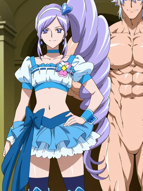 score 9 、score 8 up、score 7 up、source anime、傑作、best quality、best resolution、best image quality、Very detailed face、Very detailed eyes、anime coloring、anime screencap、anime screenshot、official style、1boy、(male:1.5)、cure berry、man is wearing a crop top dress、p...