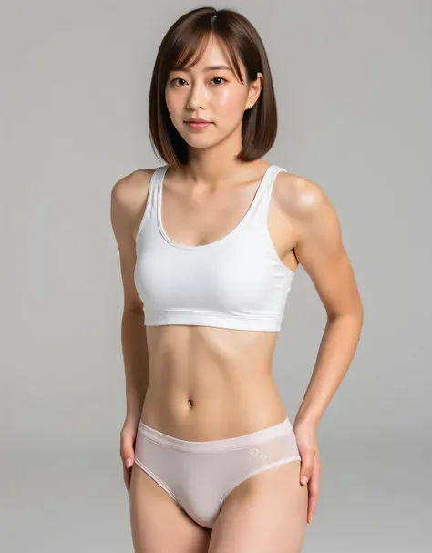 Kasumi Ishikawa,(Raw Picture real:1.6) live-action, Picture , Highest Quality,( Cute girl 18 years old ), Serious Face, 全身Picture , slender figure, ((( slender body))), (((Thin Waist))),(small breasts), focuses on women,, against a man, ((全身Picture)), (...