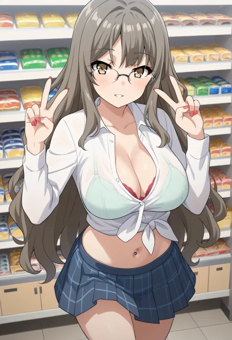 high resolution picture, masterpiece, best quality, amazing quality, official art, solo, 1girl, Rio Futaba (Aobuta: Rascal Does Not Dream of Bunny Girl Senpai), , 1girl, long hair, brown hair, brown eyes,glasses, large breasts, (Beautiful, small...