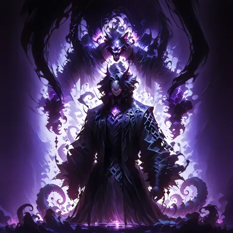 masterpiece, best quality, amazing quality, newest, add detail, sharp focus, no lineart, photorealistic, gradation grading, color contrast, impressionism, muted colors palette, surrealism, anthro, furry, Dark purple Shadowrealm, 1 amorphous panther non-bin...