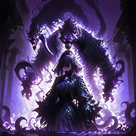 masterpiece, best quality, amazing quality, newest, add detail, sharp focus, no lineart, photorealistic, gradation grading, color contrast, impressionism, muted colors palette, surrealism, anthro, furry, Dark purple Shadowrealm, 1 amorphous panther non-bin...