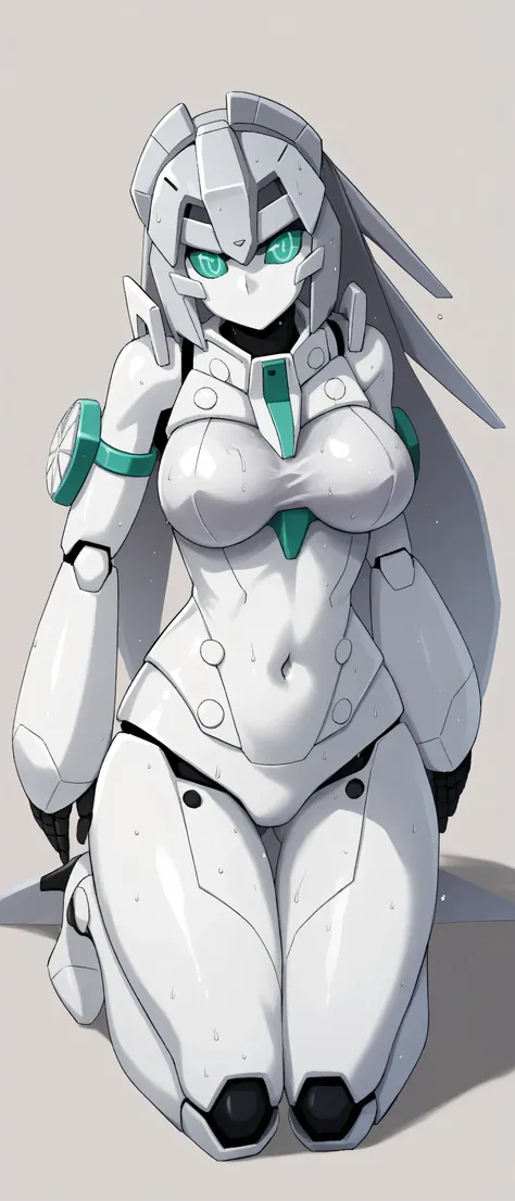 1 humanoid robot girl,giant mecha girl,whole white metal body,white body skin,white face skin,wet skin,shiny skin,masterpiece,High Quality, very well detailed,GUNDAM BUILD DIVERS Re:RISE - May(メイ),score_9, score_8_up, score_7_up, score_6_up, score_5_up, sc...