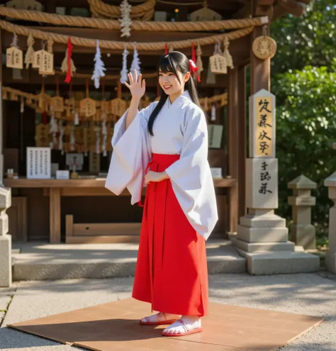 realistic images、Photorealistic、Shrine maiden who violently dances hip-hop dance on the festival stage