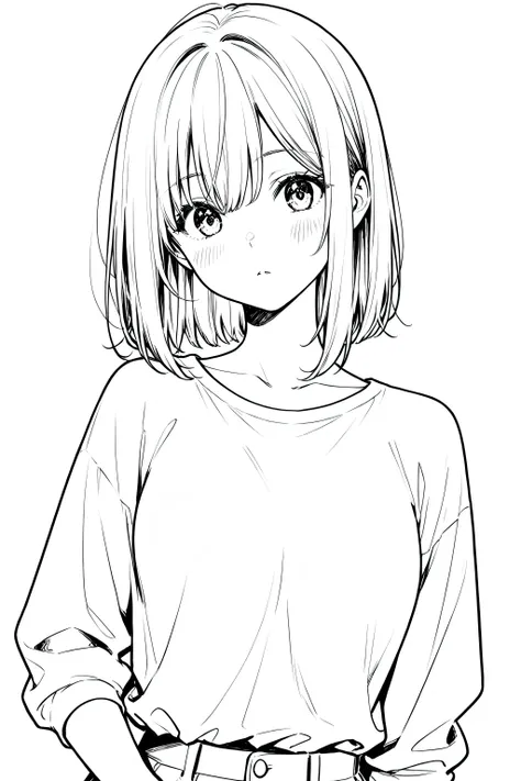 Anime girl with a cat, perfect quality, clean line art, white background, masterpiece, 4k