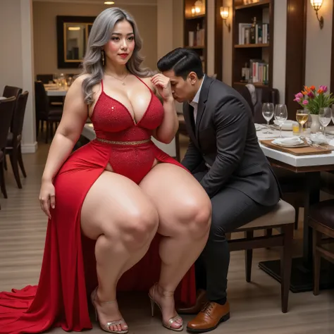 An Asian attractive mature woman with a provocative curvaceous body, is 60 years old and has a figure with prominent curves, a plump garter with perfect proportions curves, generous curves and plus-size, a body with an hourglass figure, her voluptuous wide...