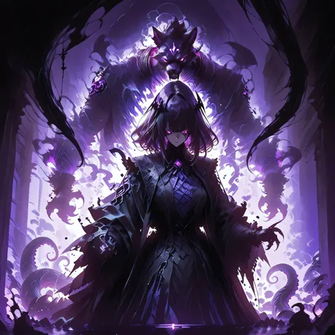 masterpiece, best quality, amazing quality, newest, add detail, sharp focus, no lineart, photorealistic, gradation grading, color contrast, impressionism, muted colors palette, surrealism, anthro, furry, Dark purple Shadowrealm, 1 amorphous panther non-bin...