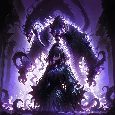 masterpiece, best quality, amazing quality, newest, add detail, sharp focus, no lineart, photorealistic, gradation grading, color contrast, impressionism, muted colors palette, surrealism, anthro, furry, Dark purple Shadowrealm, 1 amorphous panther non-bin...