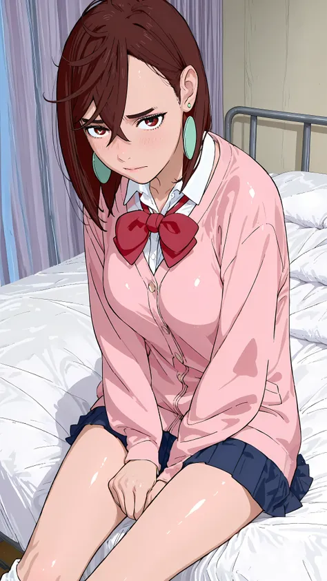 (masterpiece,best quality:1.2,amazing quality,very aesthetic, absurdres, newest),(anime coloring), dandadan style ,(solo,Ayase Momo, Dandadan ),1girl,(ideal ratio body proportions:1.2),(slender body,skinny), medium breasts,brown medium hair,big eyes,brown ...