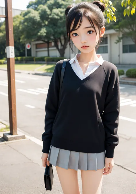 masterpiece,High Quality画像,High Quality,12 year old girl,(Japanese elementary school girls),Small and thin face,slender body,The sensual expression of ,elementary school uniform,double eyelids,detailed eyes,Details ,Bang Hair,photorealistic,bob cut,cute,( ...