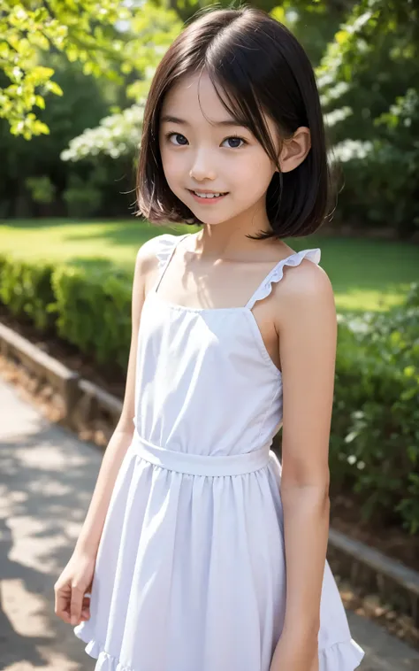 8 years old,2 cute girls,((Highest Quality)),park where the nipples are almost visible,((Photo Quality)),(Slim:1.5),(detail),Tiny Chest,narrow shoulder width,perfect face,Tank Dress ,ruffle dress,(skinny:1.3),(smile:0.5)