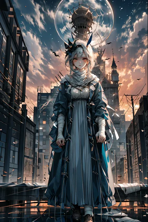 (((Bandage girl)))、Beautiful girl,Halloweenの夜,怪物に取り囲まれたCity, A girl being controlled by a monster , Transforming into a monster , A city filled with skyscrapers ,Cityの夜景
少女の傷付いた姿, A girl's expression is gloomy and gloomy ,frightened posture, A girl hiding...