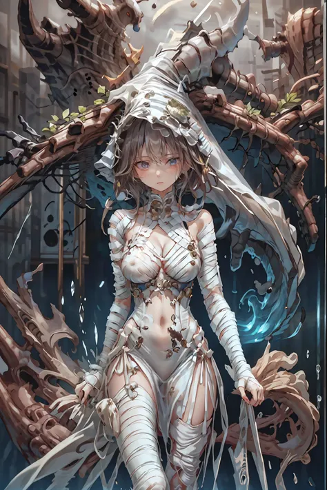 (((Bandage girl)))、Beautiful girl,Halloweenの夜,怪物に取り囲まれたCity, A girl being controlled by a monster , Transforming into a monster , A city filled with skyscrapers ,Cityの夜景
少女の傷付いた姿, A girl's expression is gloomy and gloomy ,frightened posture, A girl hiding...