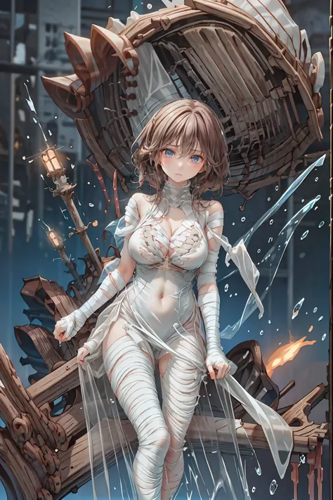 (((Bandage girl)))、Beautiful girl,Halloweenの夜,怪物に取り囲まれたCity, A girl being controlled by a monster , Transforming into a monster , A city filled with skyscrapers ,Cityの夜景
少女の傷付いた姿, A girl's expression is gloomy and gloomy ,frightened posture, A girl hiding...